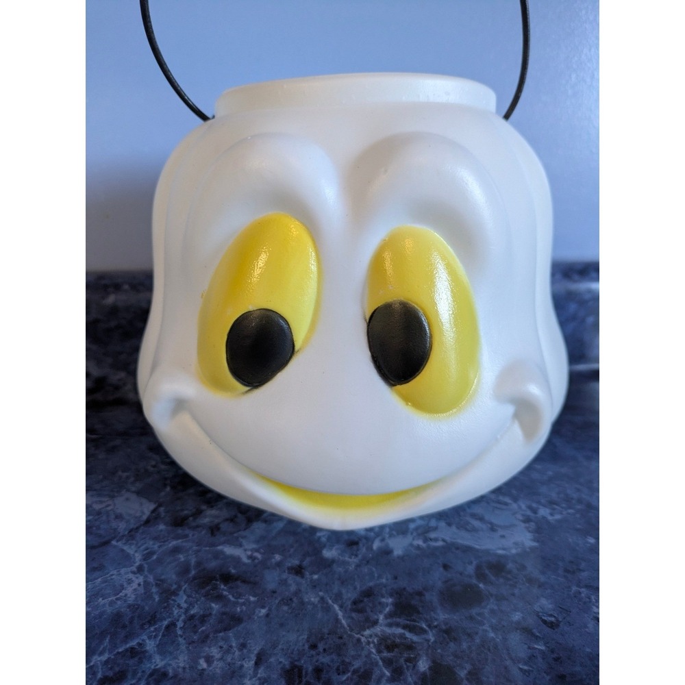 Vintage General Foam Plastics White Ghost Halloween Trick or Treat Pail Bucket